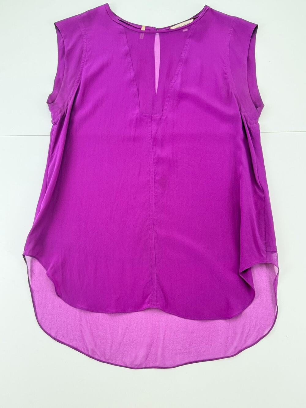 Rebecca Taylor Womens 8 Purple 100% Silk Blouse Sleeveless High Low Tunic Top